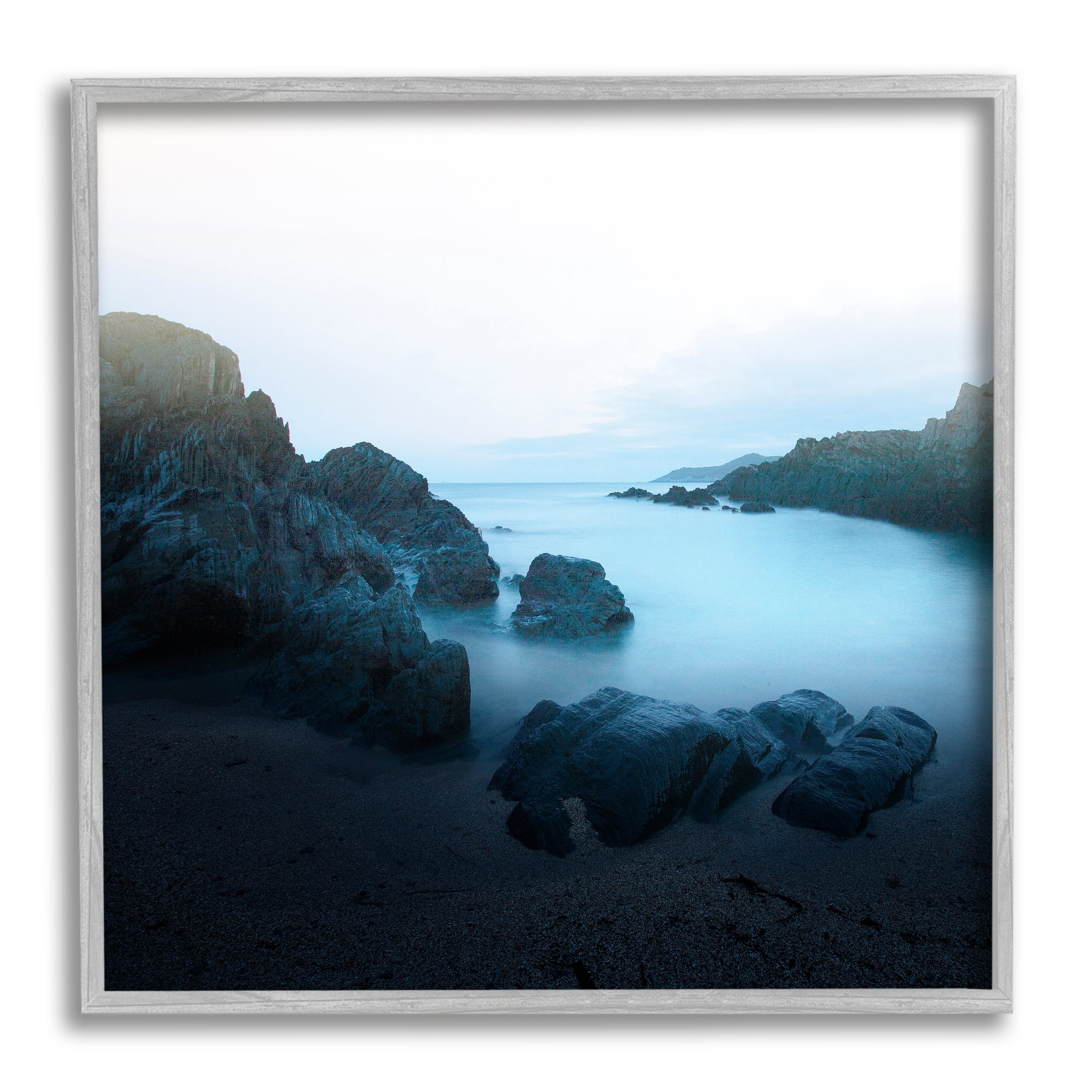 Stupell Indtries Blue Ocean Cove Cliff Landscape Morning Misty Sky,12 x 12,Design by Ian Winstanley