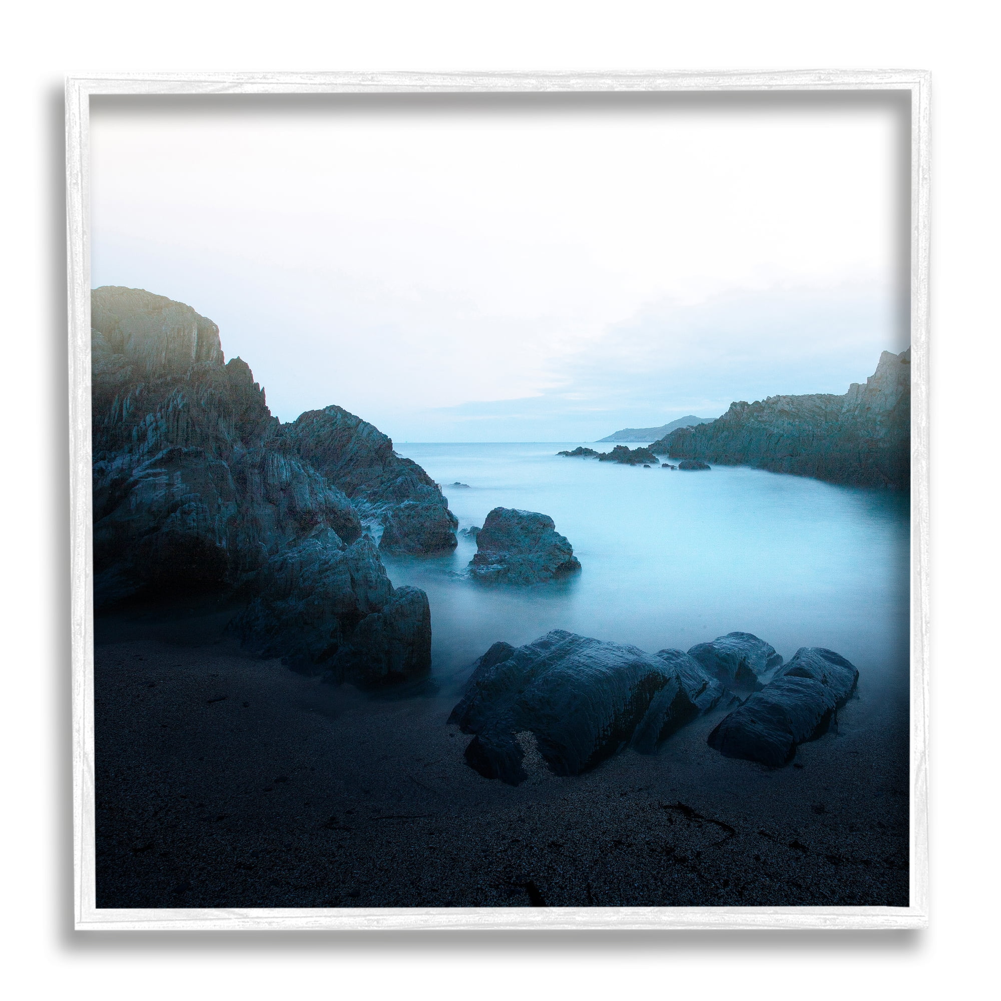 Stupell Indtries Blue Ocean Cove Cliff Landscape Morning Misty Sky,24 x 24,Design by Ian Winstanley