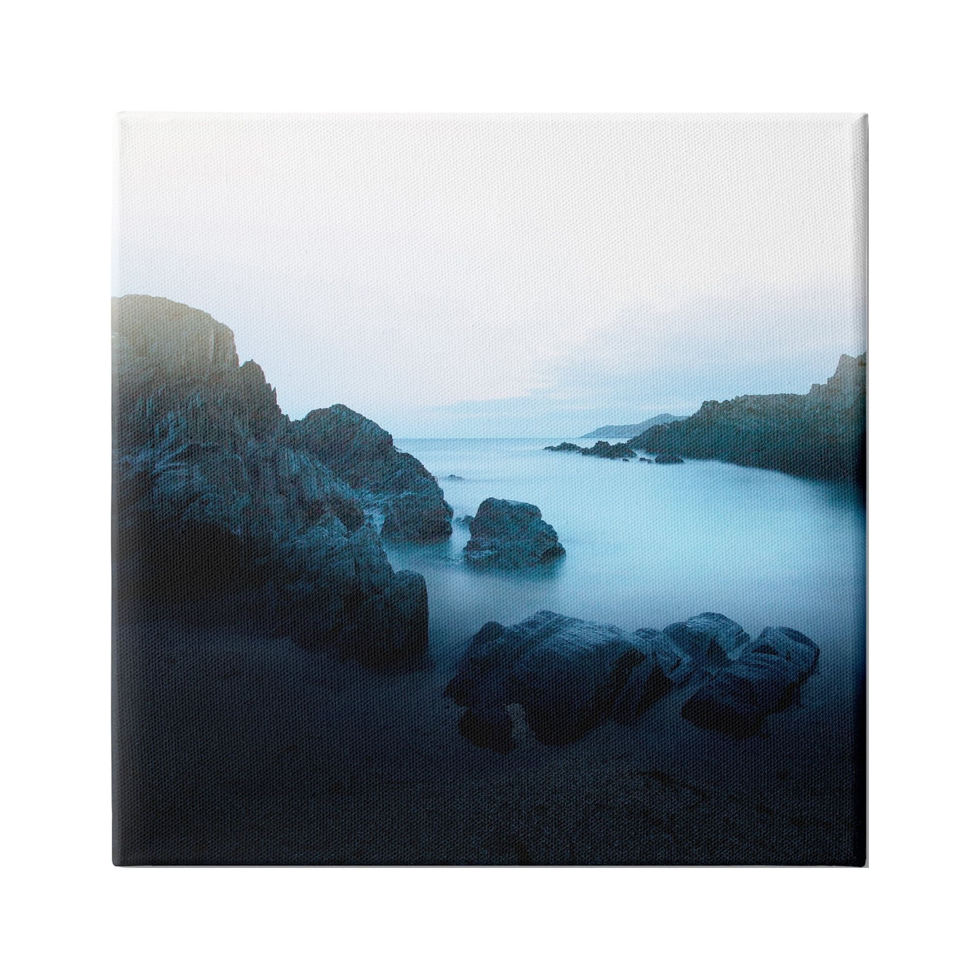 Stupell Indtries Blue Ocean Cove Cliff Landscape Morning Misty Sky,24 x 24,Design by Ian Winstanley