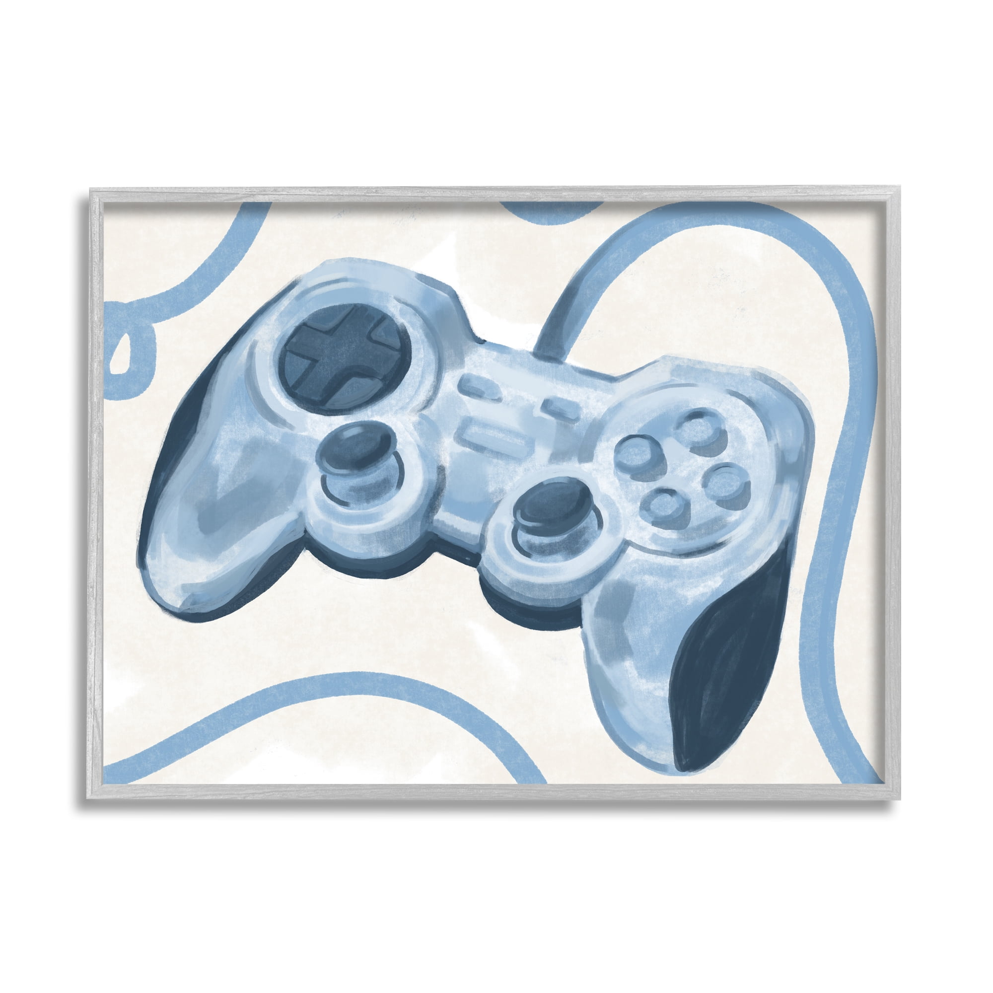 Stupell Indtries Blue Video Game Controller Soft Vintage Design,30 x 24,Design by Daphne Polselli