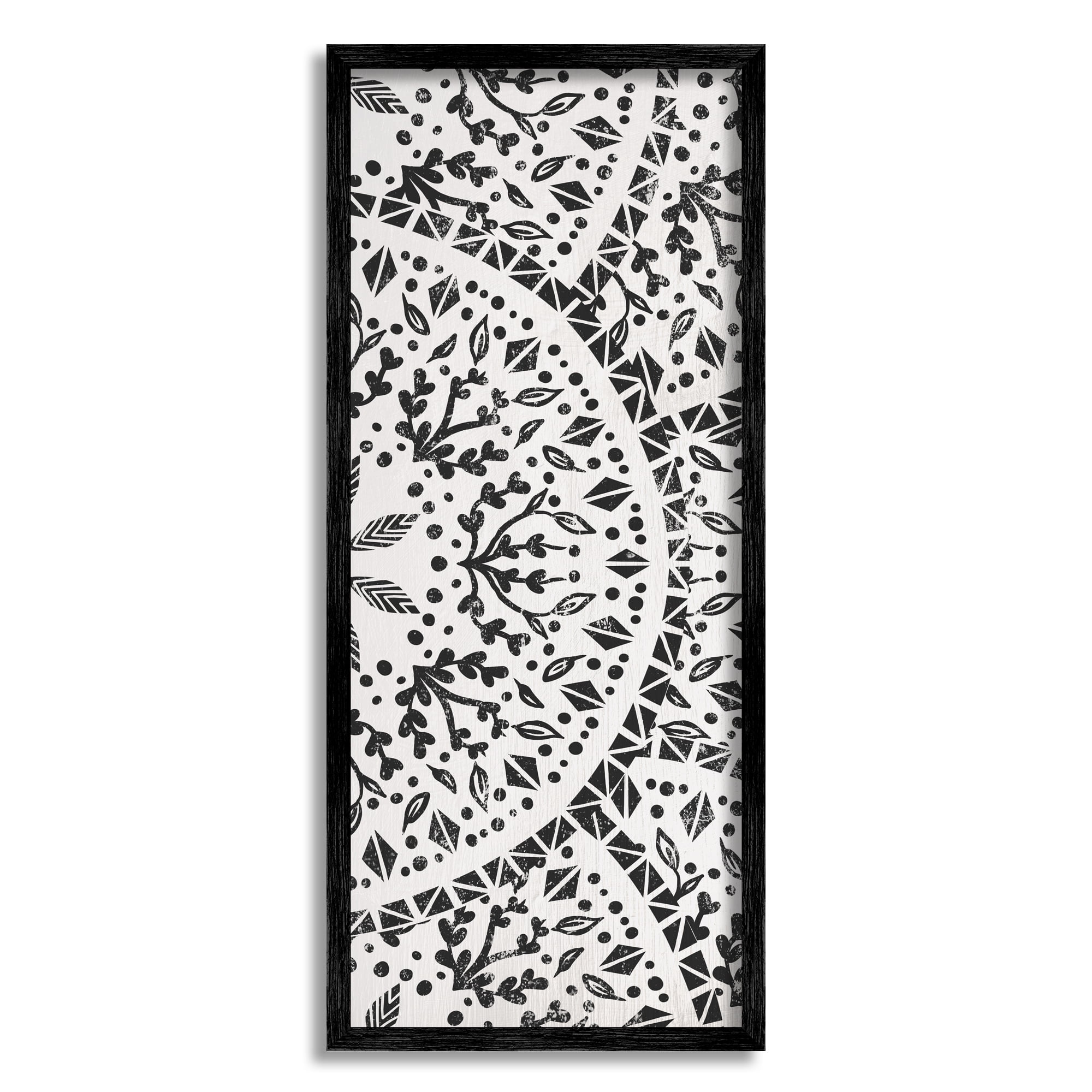 Boho Black and White Fractal Pattern Canvas Print, 10" x 24"