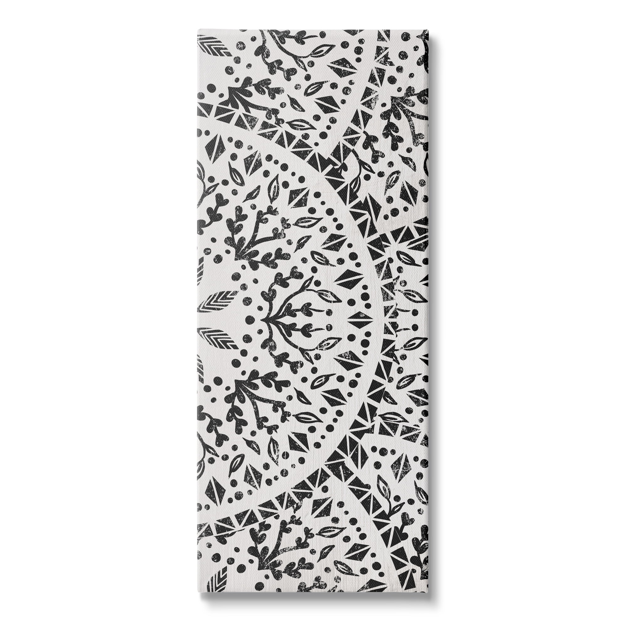 Black and White Abstract Boho Canvas Wall Art, 10" x 24"