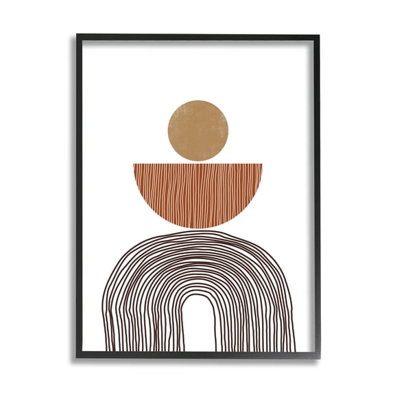 Stupell Indtries Boho Shapes Stacked Abstract Round Curves Brown White,11 x 14,Design by JJ Design Hoe LLC