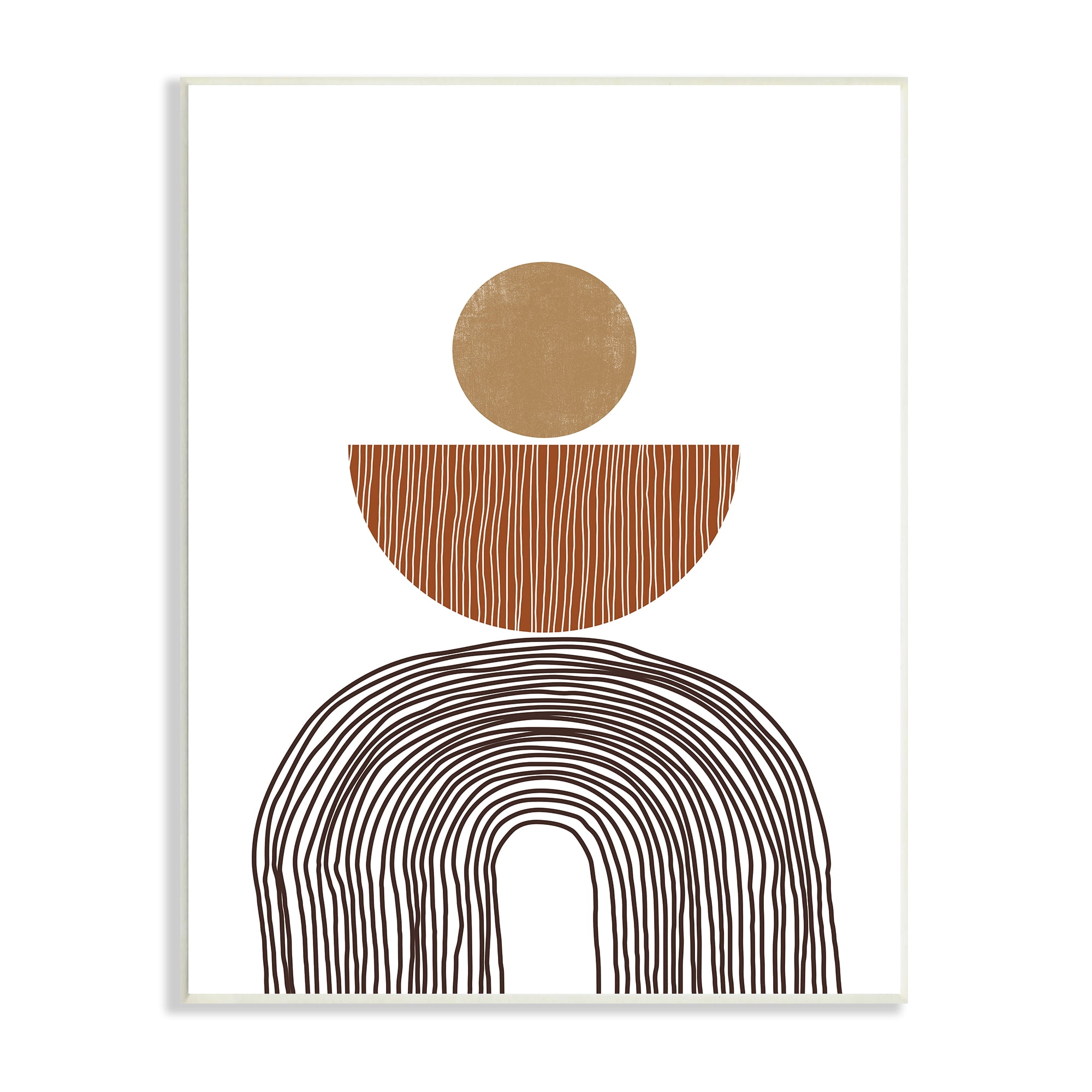 Stupell Indtries Boho Shapes Stacked Abstract Round Curves Brown White,13 x 19,Design by JJ Design Hoe LLC