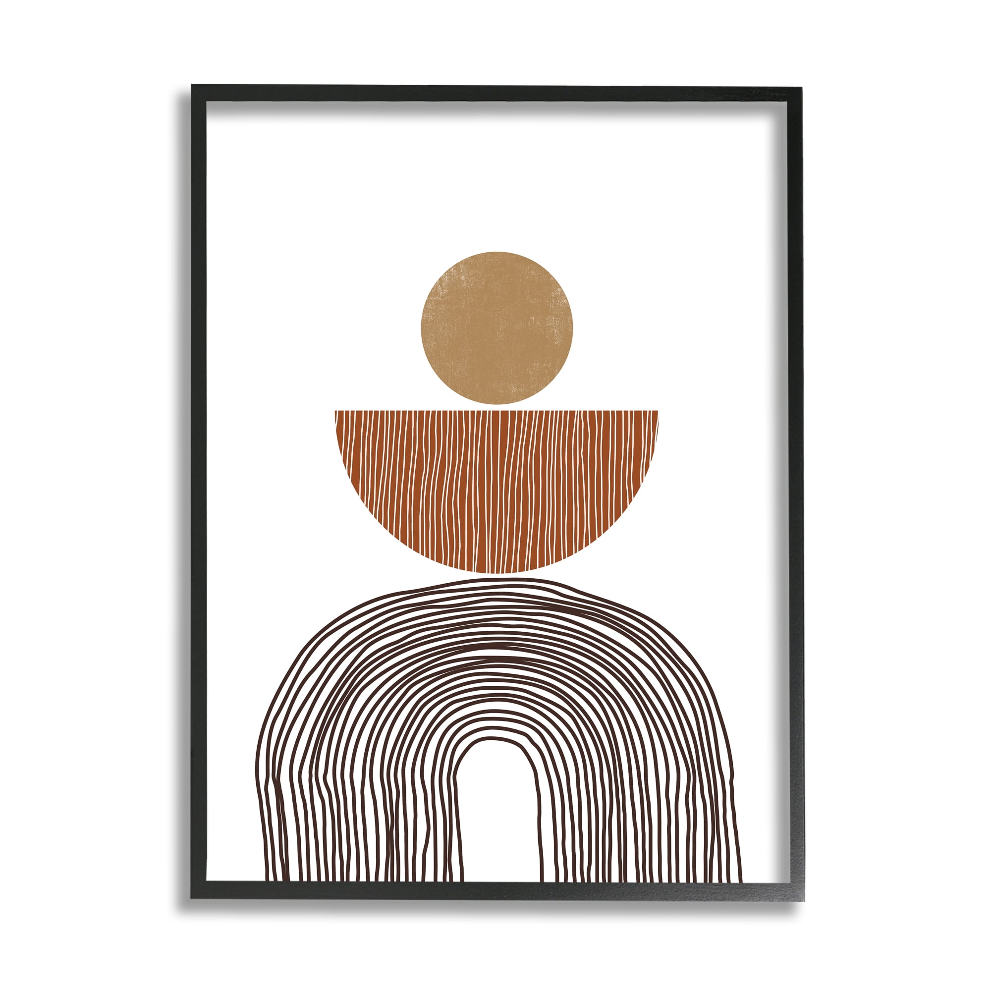 Stupell Indtries Boho Shapes Stacked Abstract Round Curves Brown White,16 x 20,Design by JJ Design Hoe LLC
