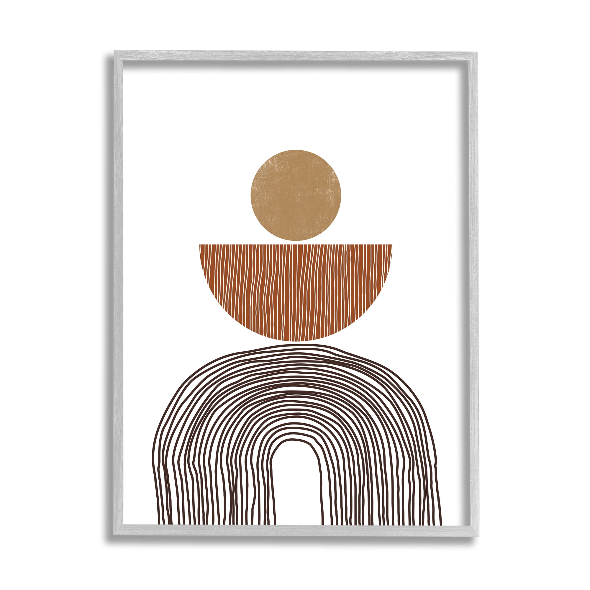 Stupell Indtries Boho Shapes Stacked Abstract Round Curves Brown White,16 x 20,Design by JJ Design Hoe LLC