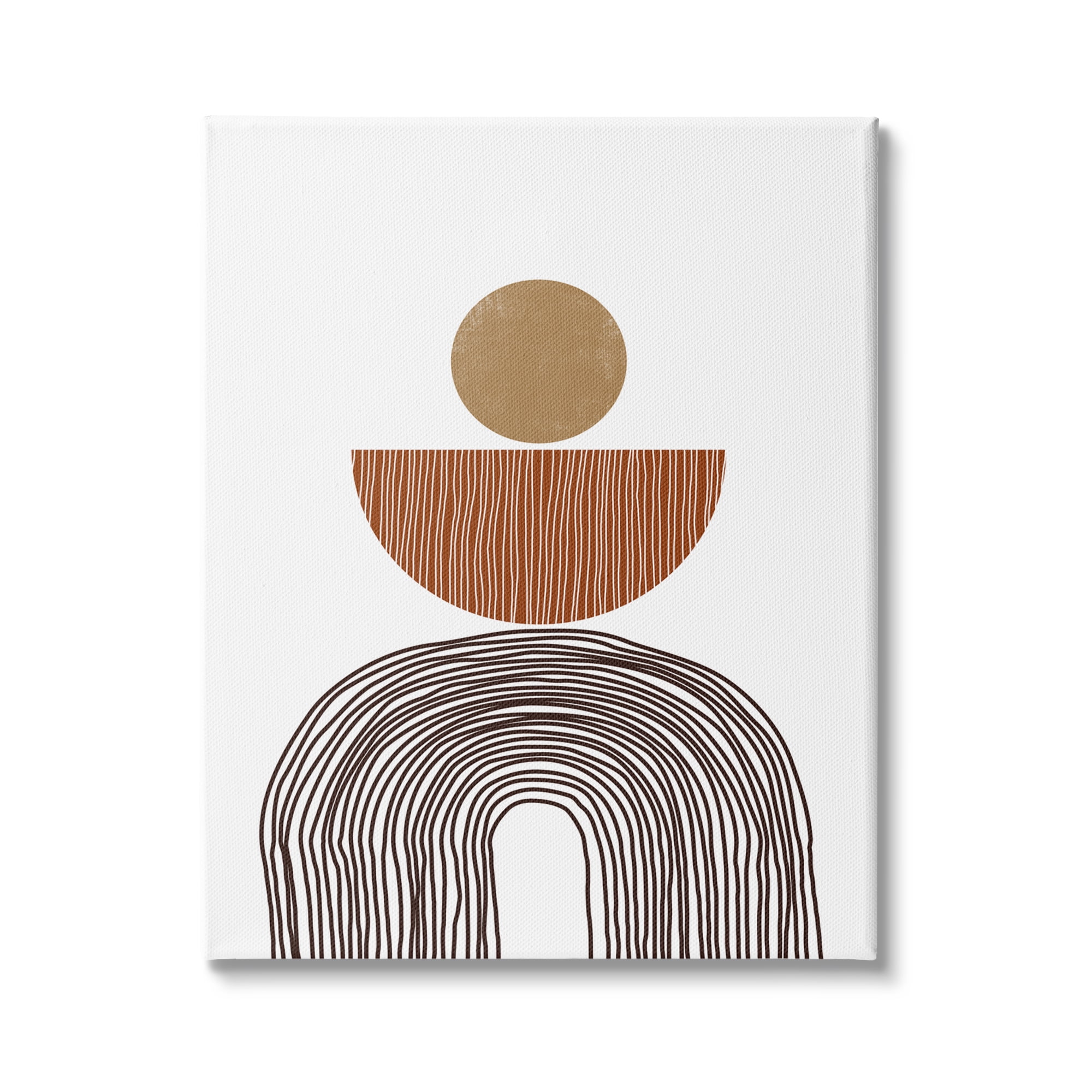 Stupell Indtries Boho Shapes Stacked Abstract Round Curves Brown White,30 x 40,Design by JJ Design Hoe LLC