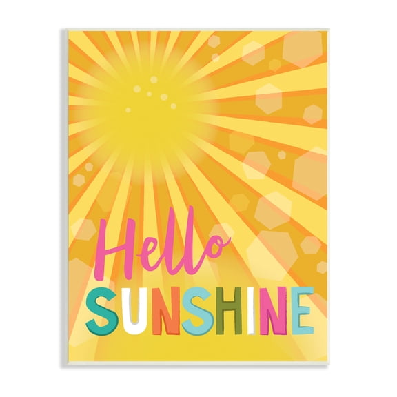 Stupell Indtries Bold Hello Sunshine Typography Radiant Yellow Sun,10 x 15,Design by Lisa Perry Whitebutton