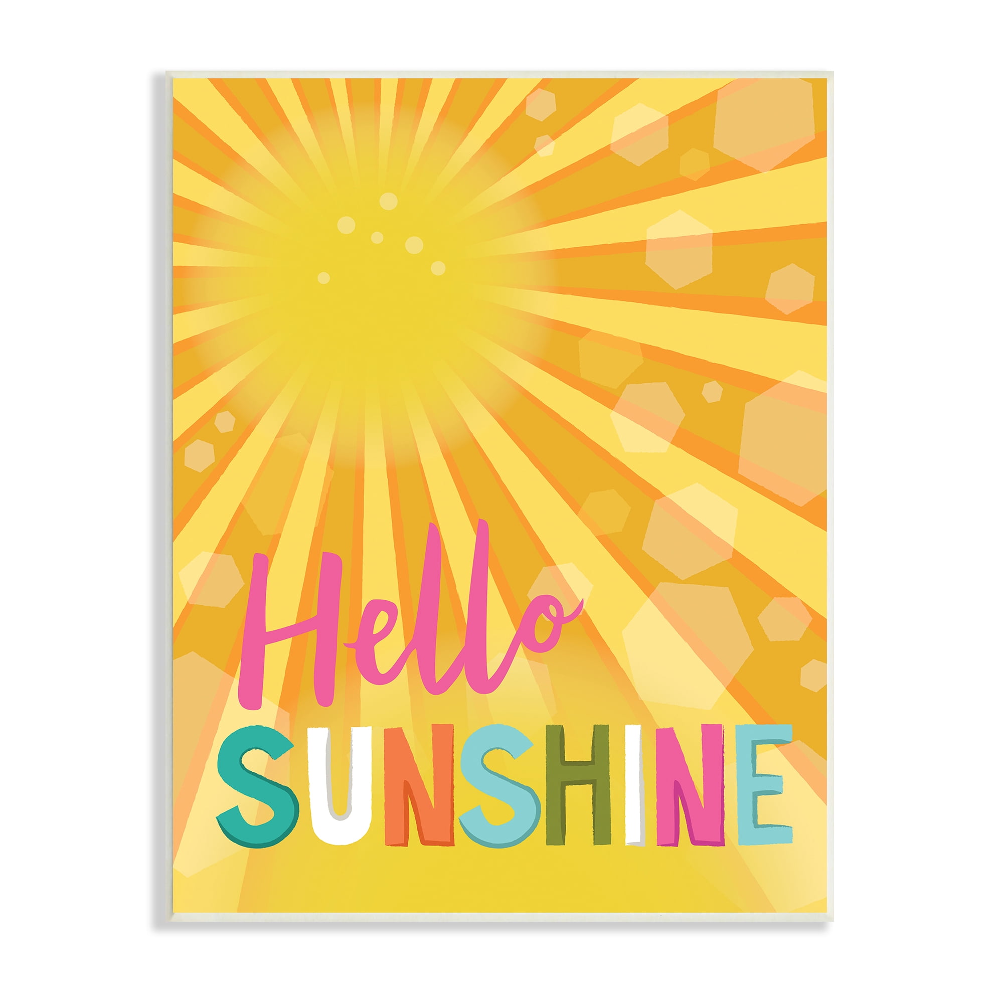 Stupell Indtries Bold Hello Sunshine Typography Radiant Yellow Sun,13 x 19,Design by Lisa Perry Whitebutton