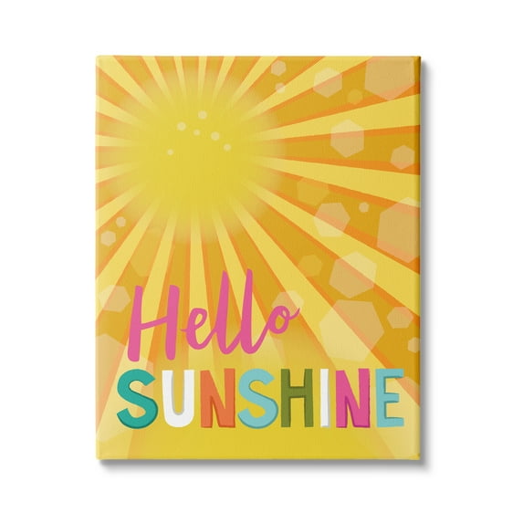 Stupell Indtries Bold Hello Sunshine Typography Radiant Yellow Sun,24 x 30,Design by Lisa Perry Whitebutton