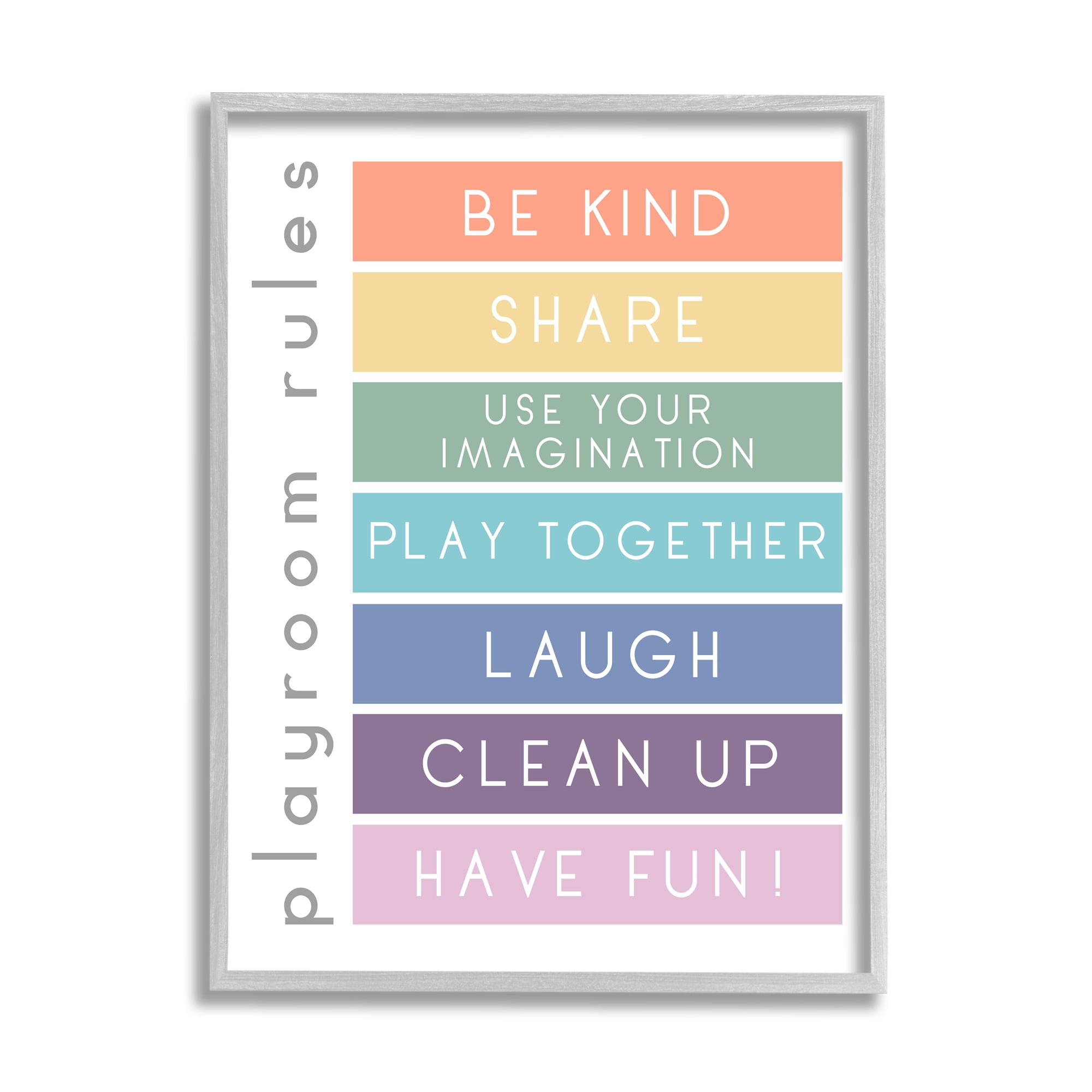 Stupell Indtries Bold List of Playroom Rules Kids Rainbow Stripes,11 x 14,Design by Anna Quach