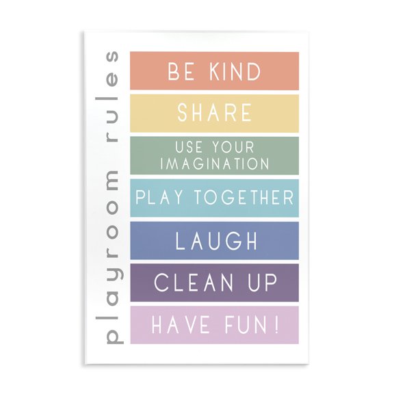 Stupell Industries Scandinavian Bold List of Playroom Rules Kids Rainbow Stripes Wall Plaque Art, 13 x 19, by Anna Quach