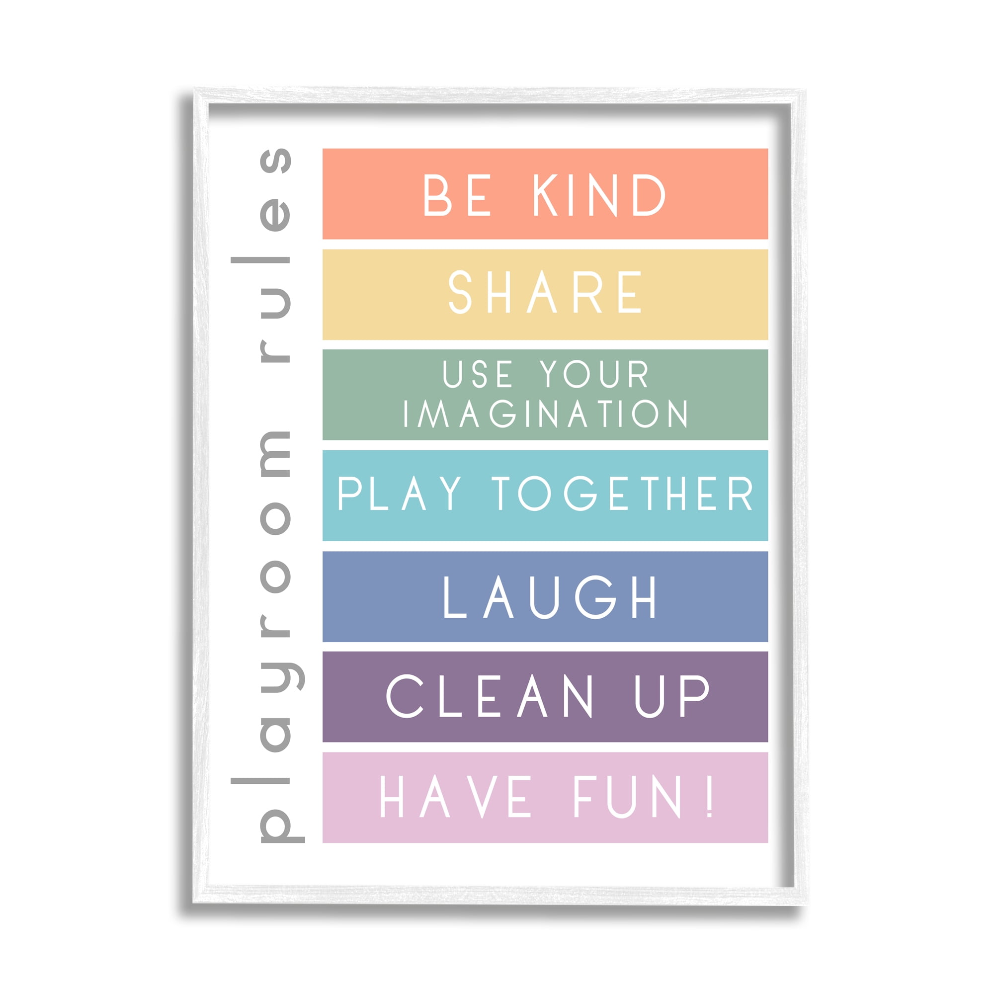 Stupell Indtries Bold List of Playroom Rules Kids Rainbow Stripes,16 x 20,Design by Anna Quach