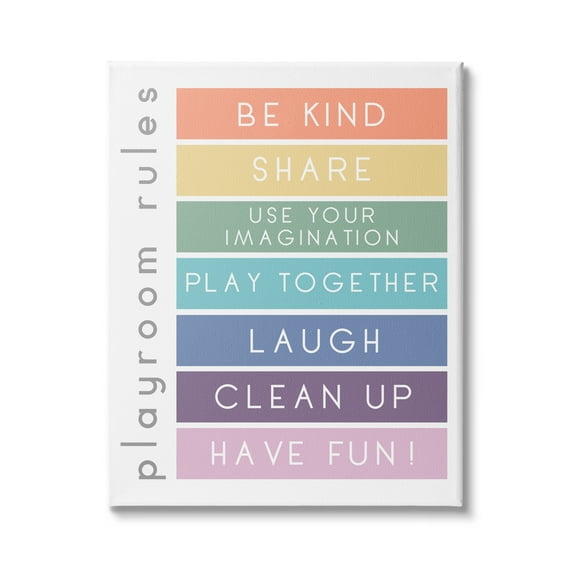 Stupell Indtries Bold List of Playroom Rules Kids Rainbow Stripes,16 x 20,Design by Anna Quach