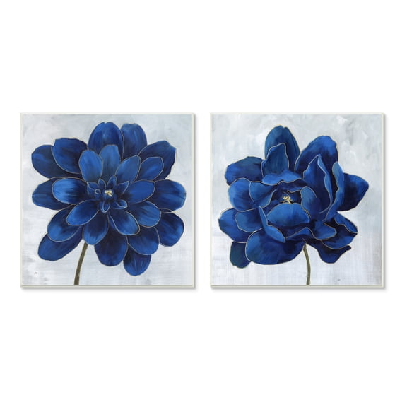 Stupell Indtries Bold Royal Blue Florals Blooming Chic Petal Flower,12 x 12,Design by Nan