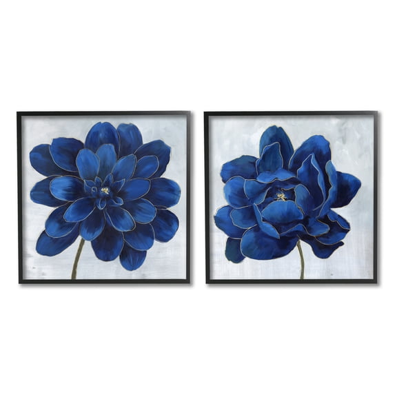 Stupell Indtries Bold Royal Blue Florals Blooming Chic Petal Flower,12 x 12,Design by Nan