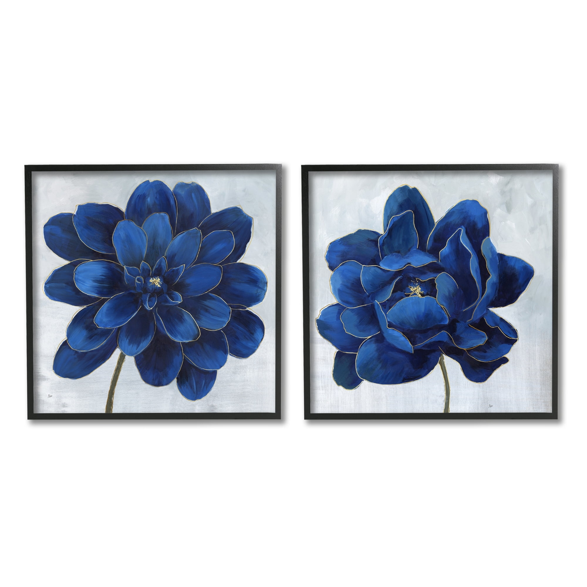 Stupell Indtries Bold Royal Blue Florals Blooming Chic Petal Flower,24 x 24,Design by Nan