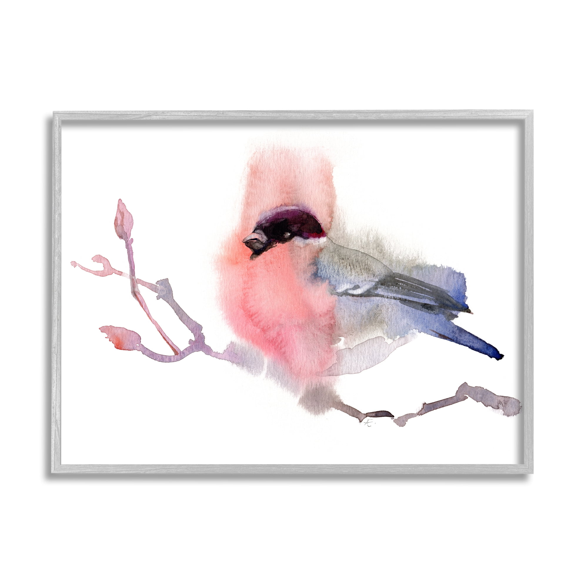 Stupell Indtries Bullfinch on Empty Tree Branch Abstract Song Bird,14 x 11,Design by Verbrugge Watercolor