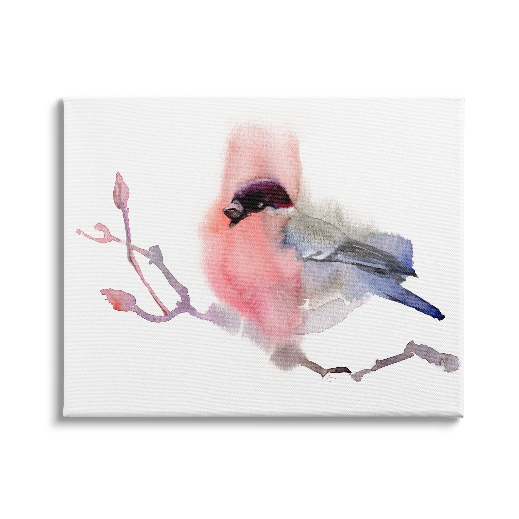 Stupell Indtries Bullfinch on Empty Tree Branch Abstract Song Bird,30 x 24,Design by Verbrugge Watercolor