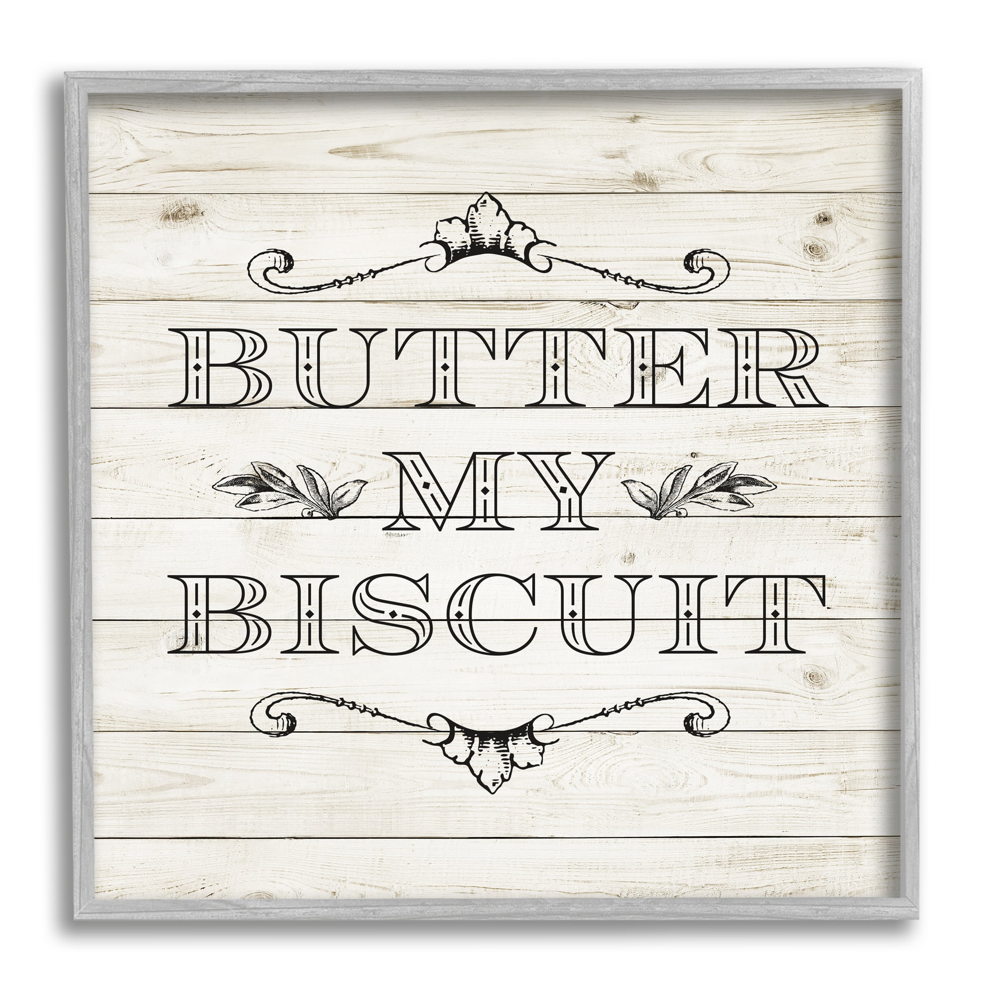 Stupell Indtries Butter My Biscuit Sign Charming Beige Country Pattern,12 x 12,Design by Sd Graphics Studio