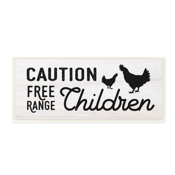 Stupell Indtries Caution Free Range Children Sign Family Farm Birds,17 x 7,Design by Daphne Polselli
