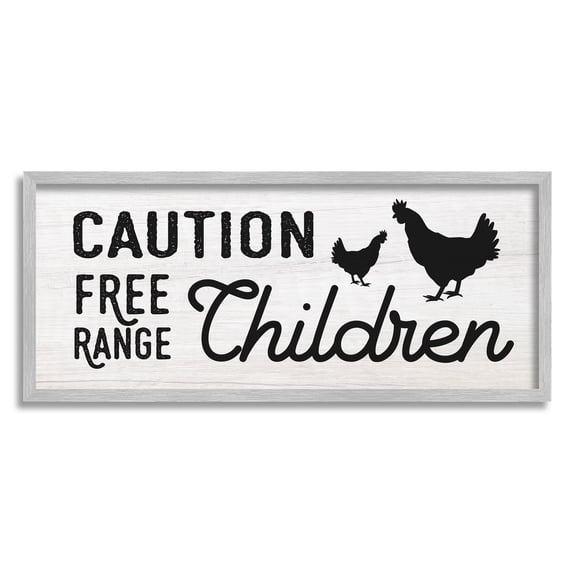 Stupell Indtries Caution Free Range Children Sign Family Farm Birds,30 x 13,Design by Daphne Polselli