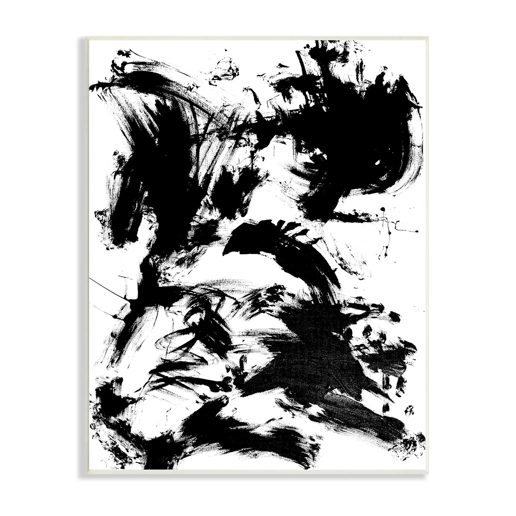 Stupell Indtries Chaotic Black Splattered Paint Abstraction By Movement,10 x 15,Design by Allan Friedlander