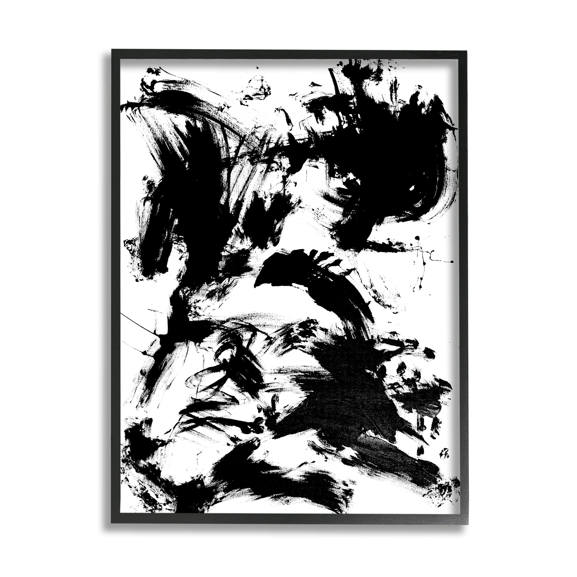 Stupell Indtries Chaotic Black Splattered Paint Abstraction By Movement,11 x 14,Design by Allan Friedlander