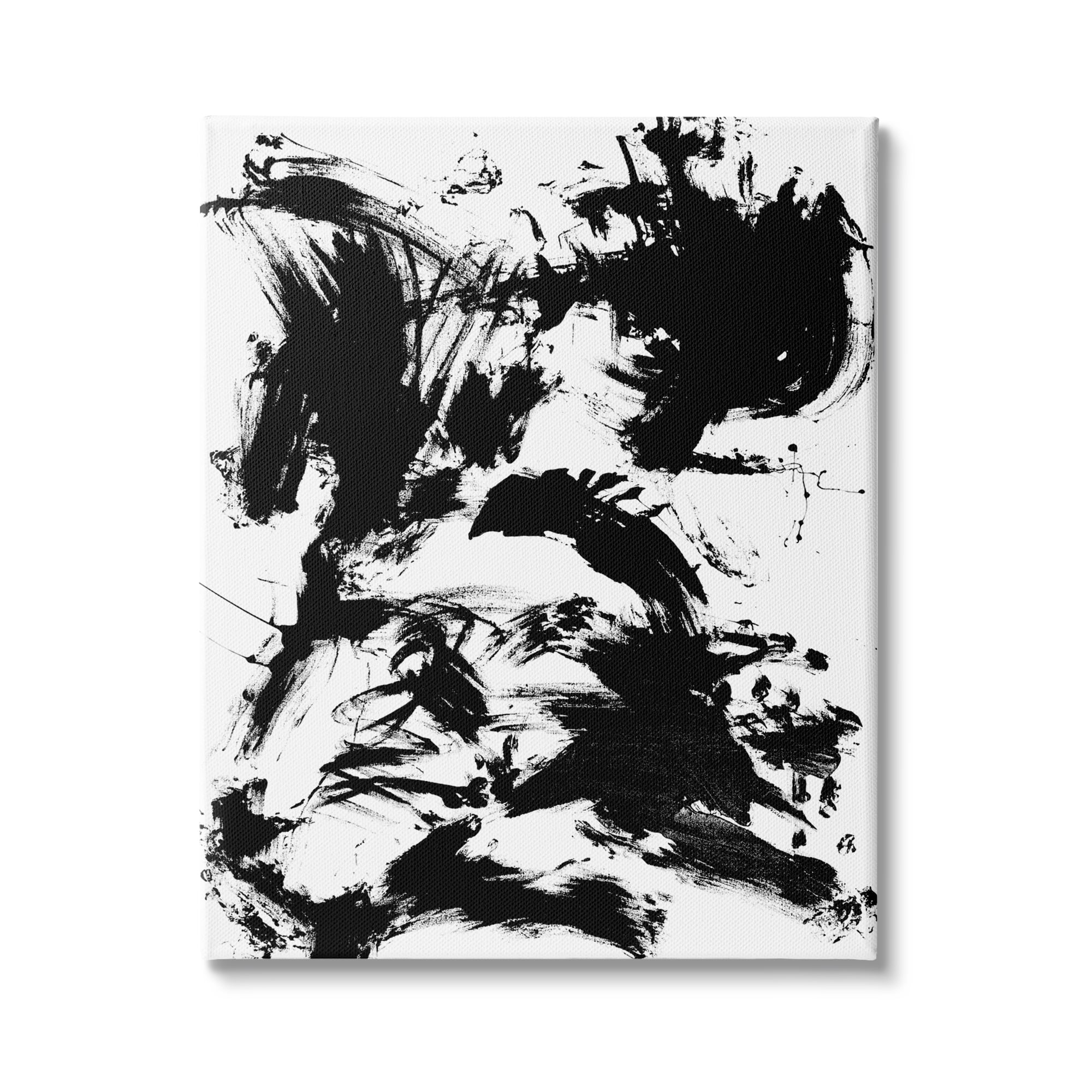Stupell Indtries Chaotic Black Splattered Paint Abstraction By Movement,16 x 20,Design by Allan Friedlander