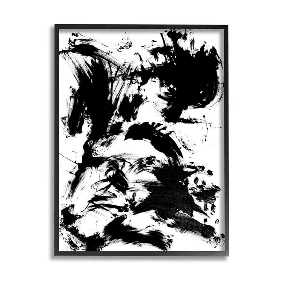 Stupell Indtries Chaotic Black Splattered Paint Abstraction By Movement,24 x 30,Design by Allan Friedlander