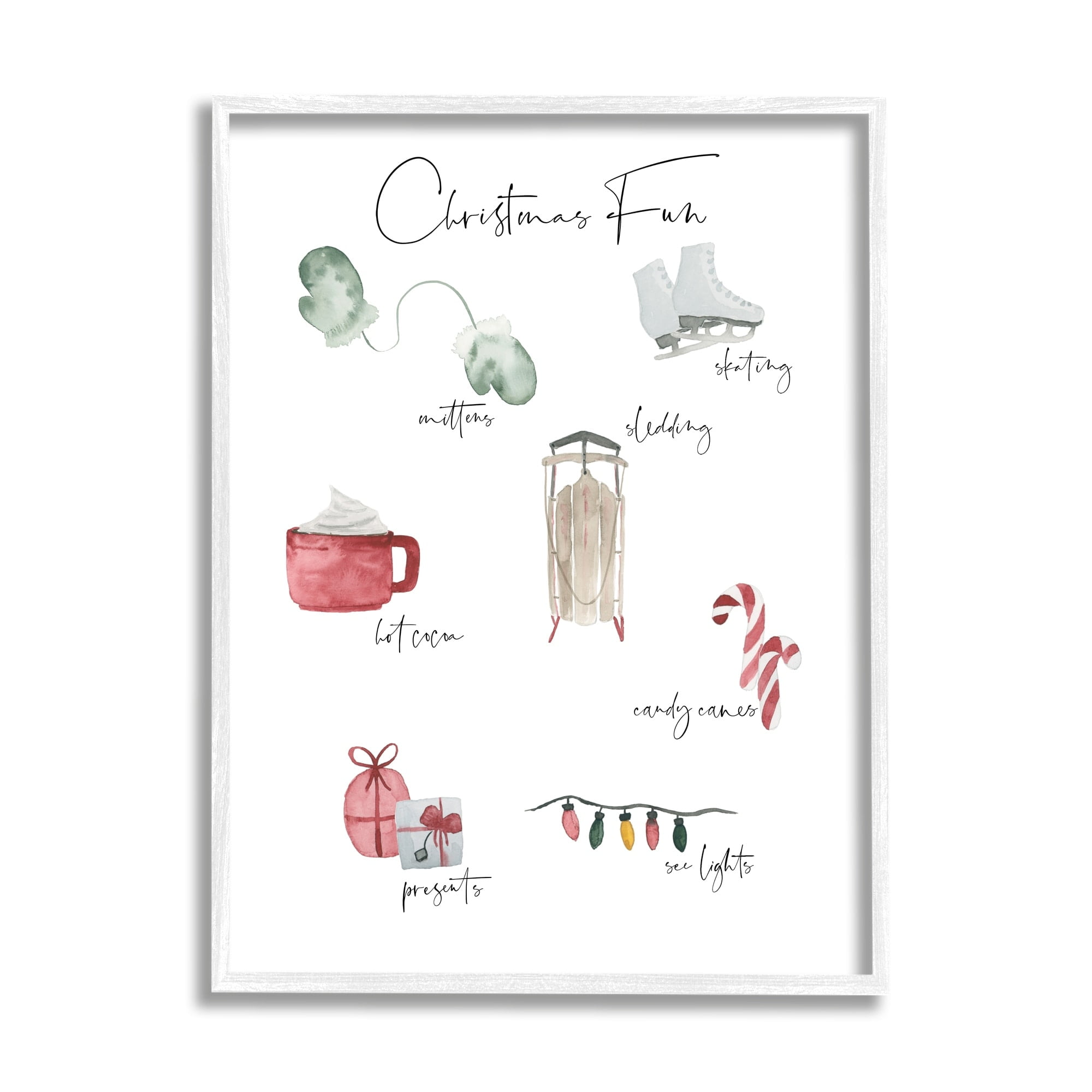 Stupell Indtries Christmas Fun Illtrated Item List Festive Holiday Traditions,11 x 14,Design by Lucille Price