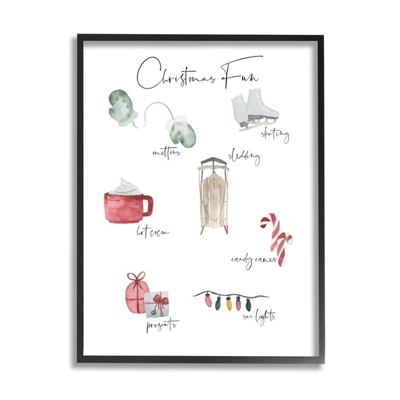 Stupell Indtries Christmas Fun Illtrated Item List Festive Holiday Traditions,11 x 14,Design by Lucille Price