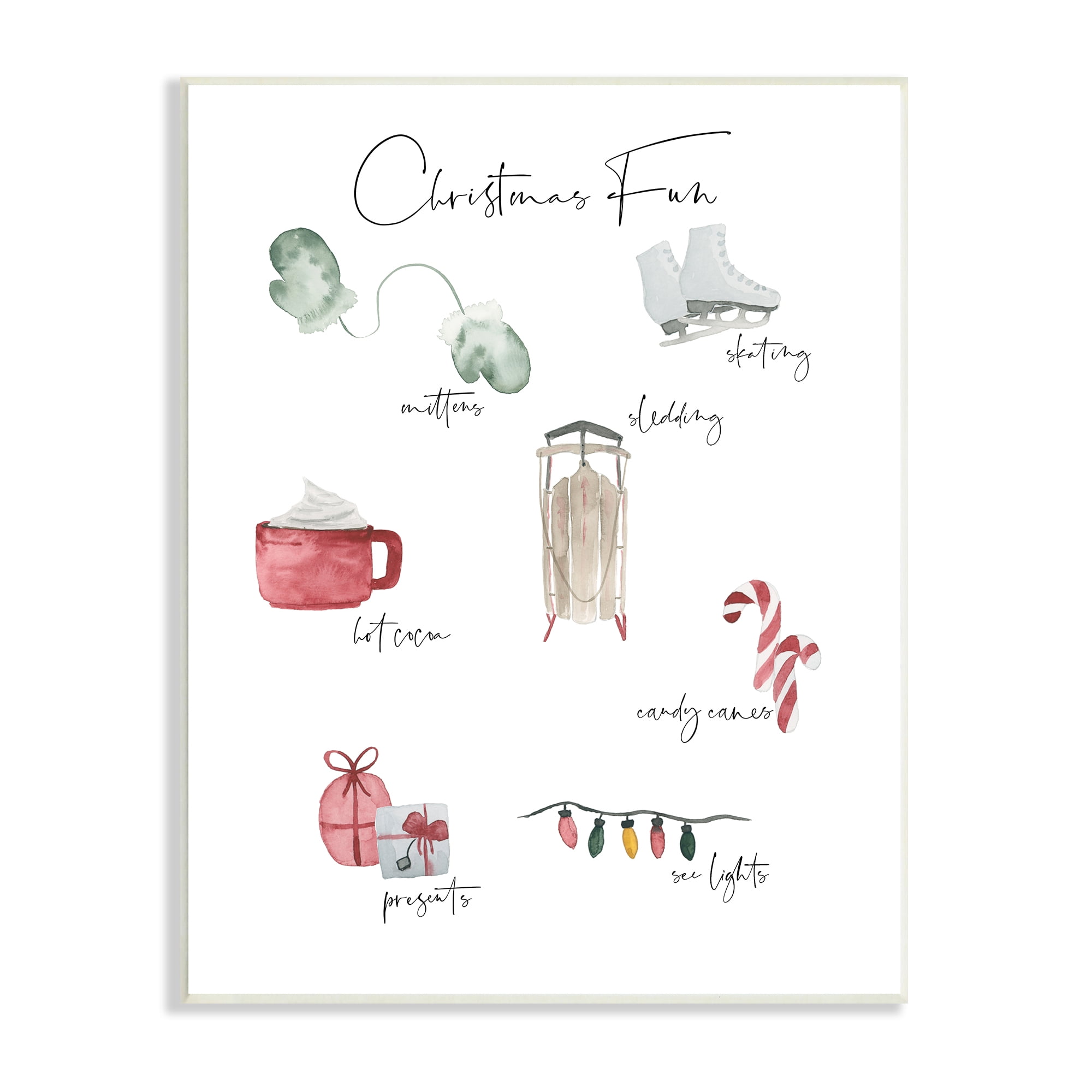 Stupell Indtries Christmas Fun Illtrated Item List Festive Holiday Traditions,13 x 19,Design by Lucille Price