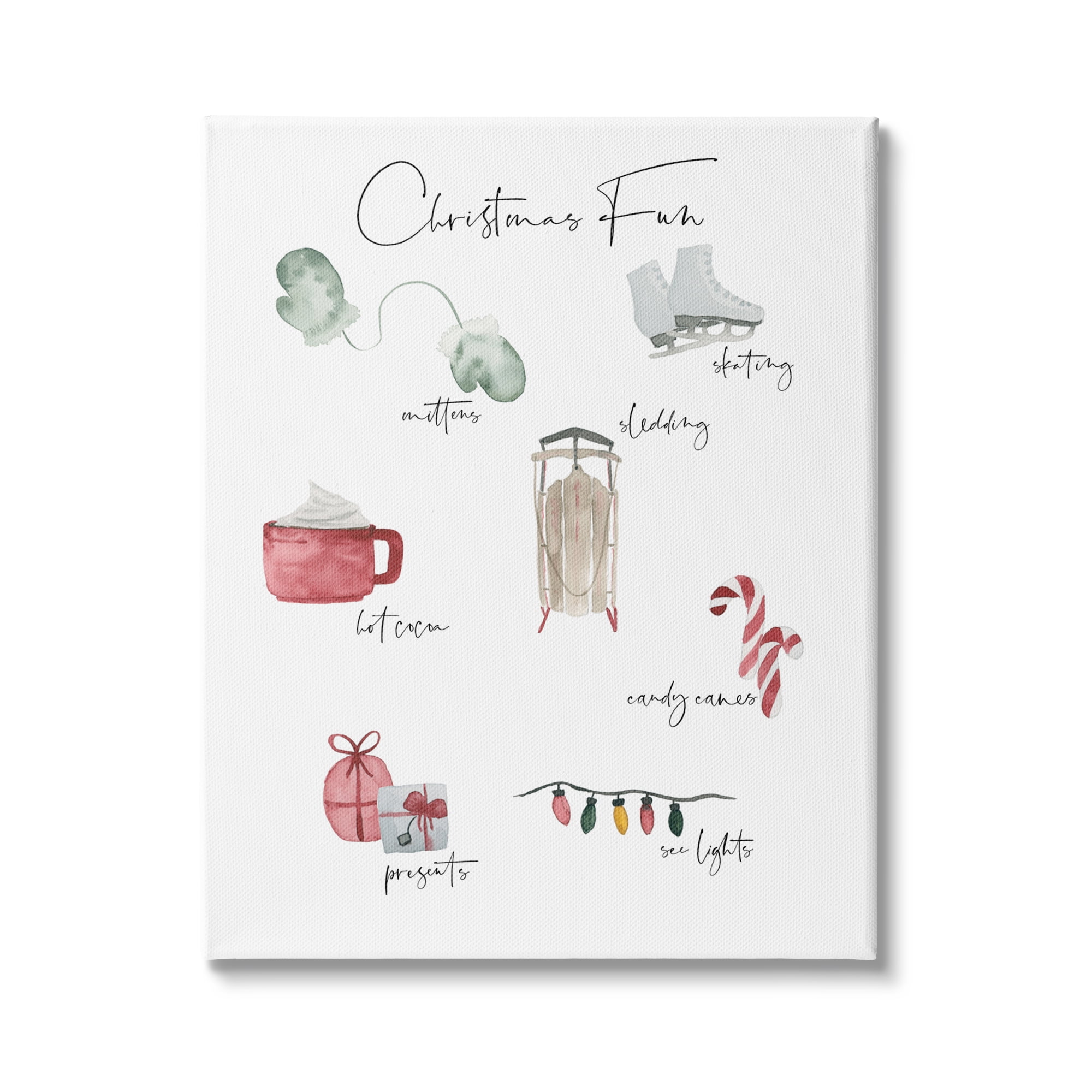 Stupell Indtries Christmas Fun Illtrated Item List Festive Holiday Traditions,24 x 30,Design by Lucille Price