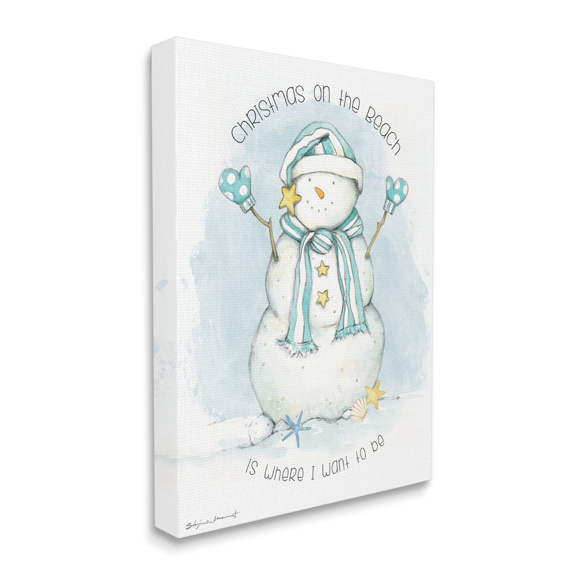 Stupell Indtries Christmas On the Beach Sentiments Nautical Snowman Black Framed Wall Art, 11 x 14, Design by Stephanie Workman Marrott