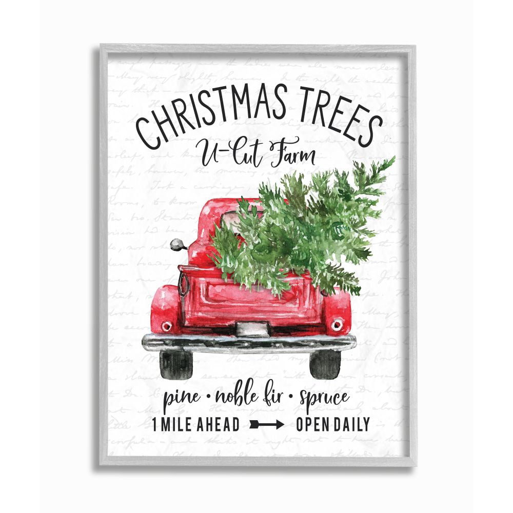 Stupell Indtries Christmas Red Farm Truck with Winter Pine Designed by Lettered and Lined