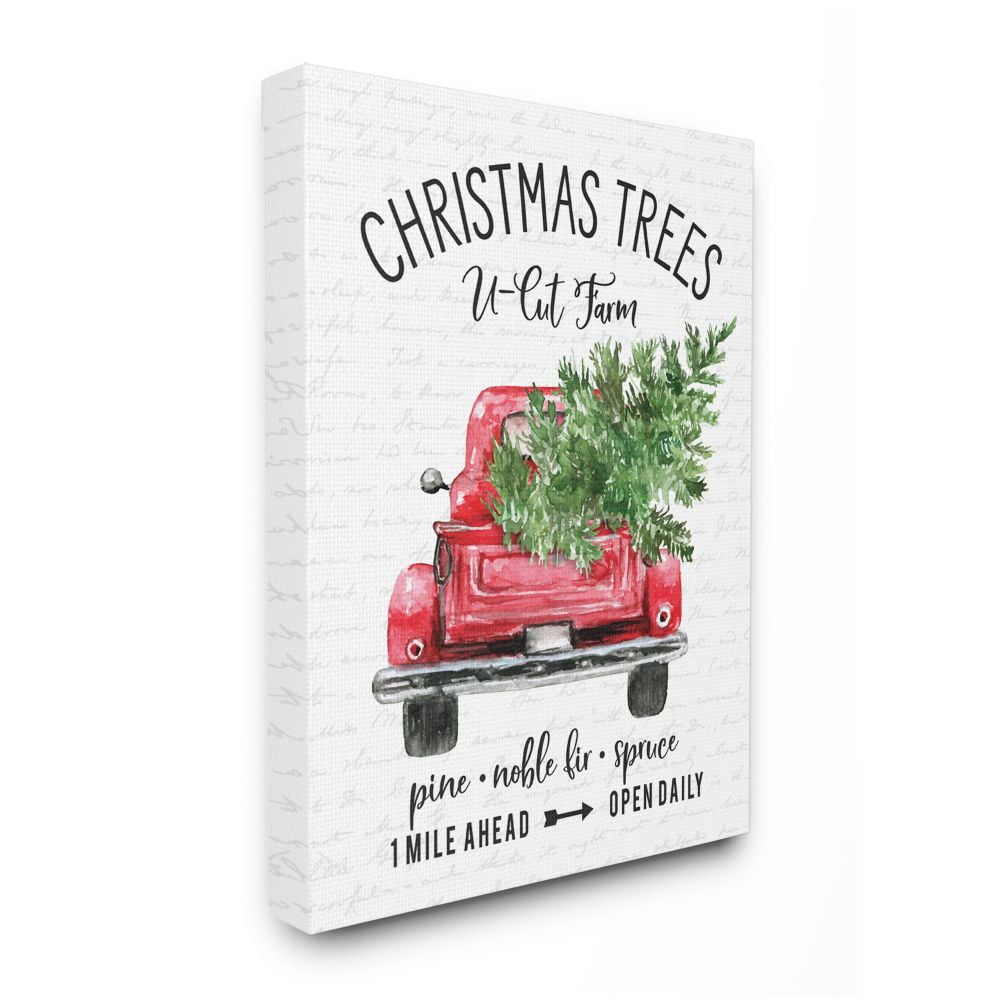 Stupell Indtries Christmas Red Farm Truck with Winter Pine Designed by Lettered and Lined