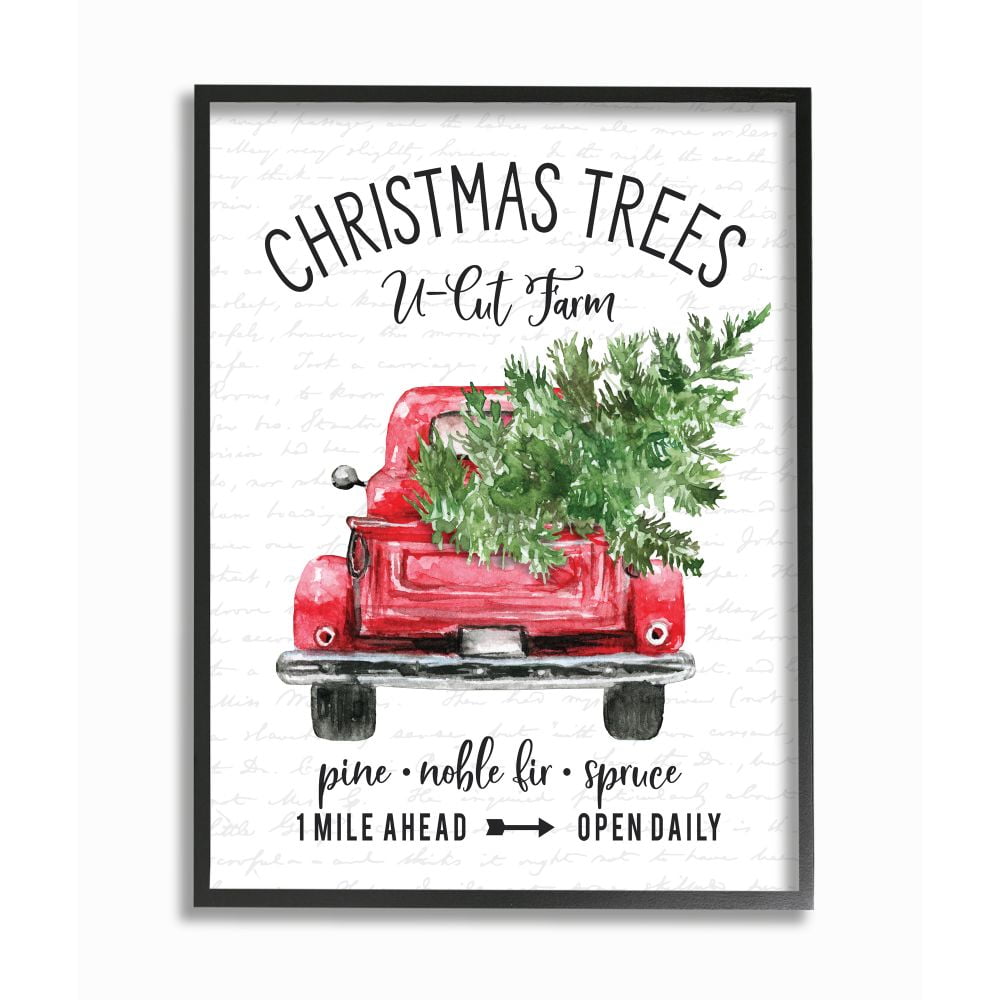 Christmas Red Truck with Pine Tree Nursery Canvas Wall Art