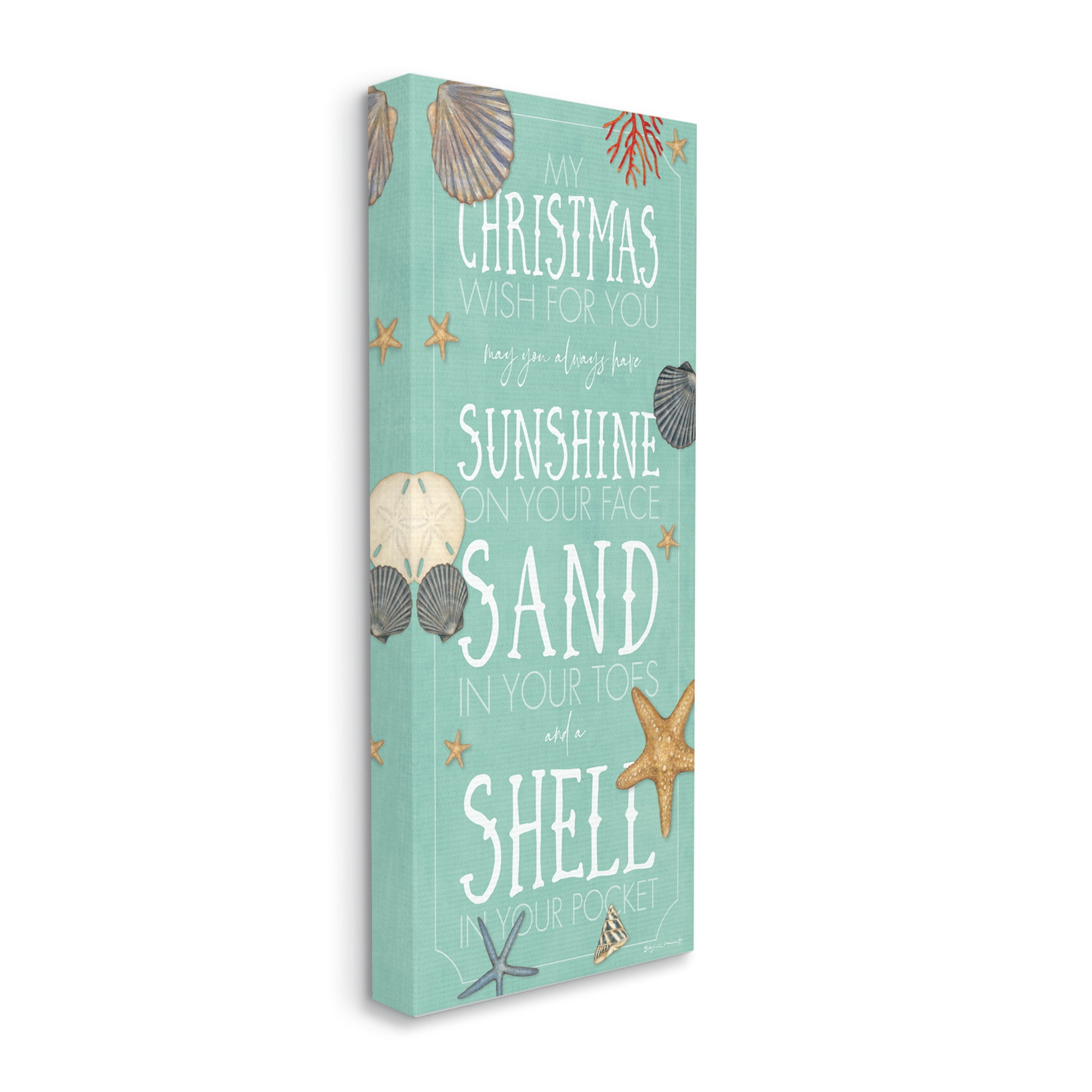 Stupell Industries Christmas Wish For You Sentiments Nautical Holiday Nature Painting Gallery Wrapped Canvas Art Print Wall Art, 17 x 40
