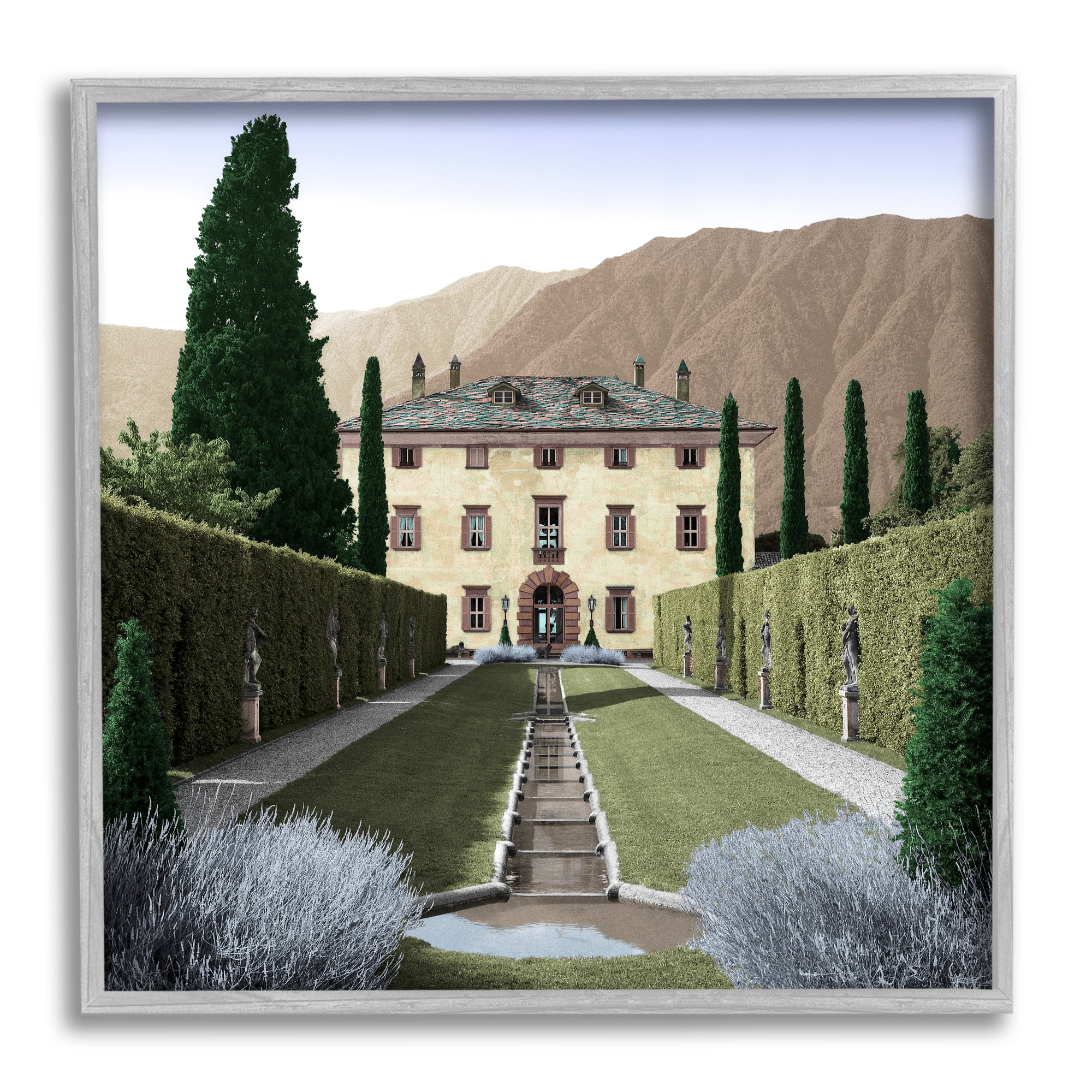 Stupell Indtries Classic European Villa Courtyard Cliffside Mansion Architecture,12 x 12,Design by Alan Blatein