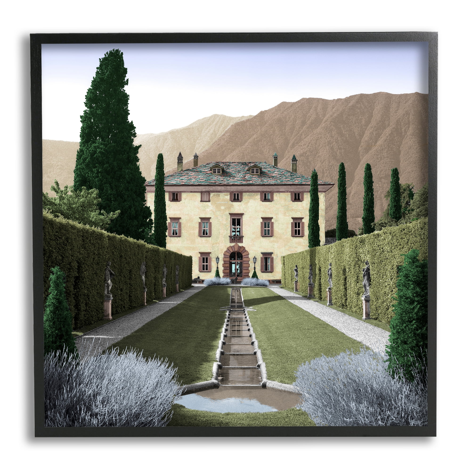 Stupell Indtries Classic European Villa Courtyard Cliffside Mansion Architecture,12 x 12,Design by Alan Blatein