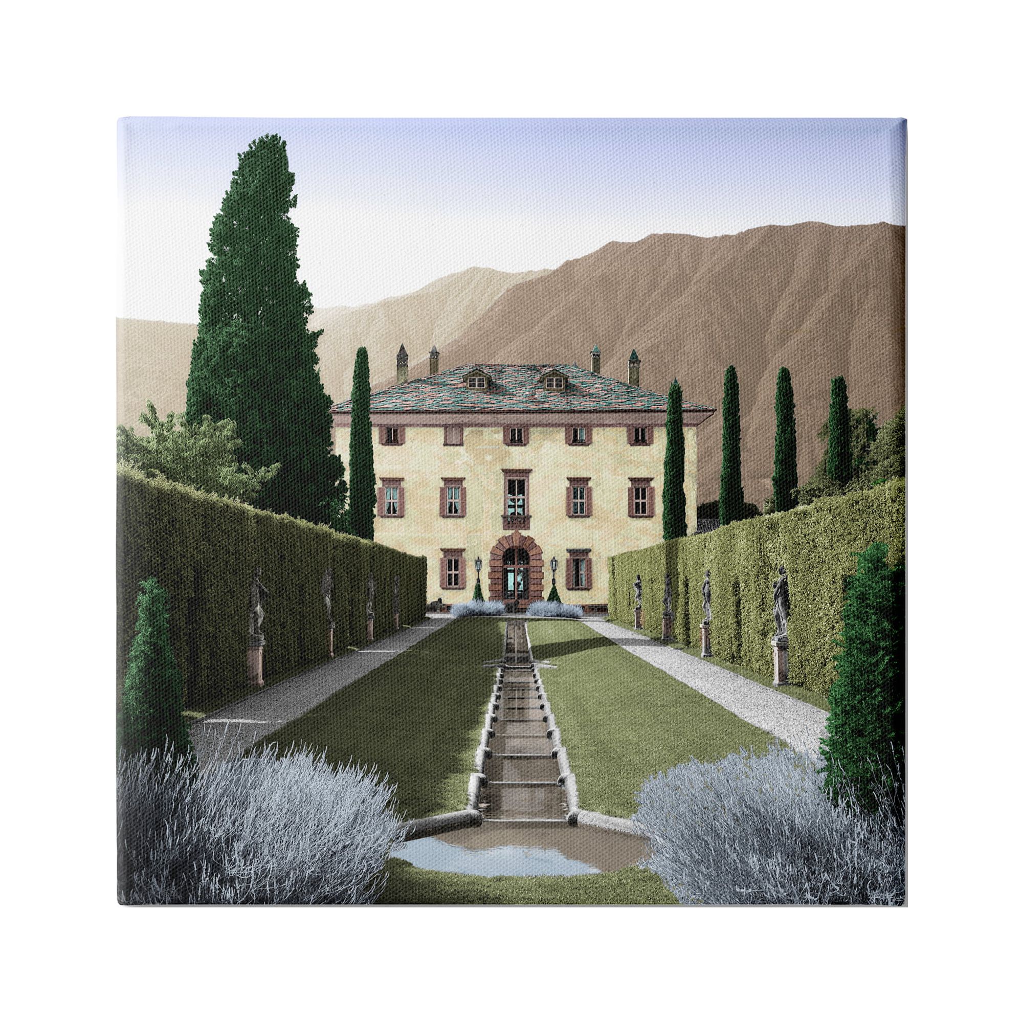 Stupell Indtries Classic European Villa Courtyard Cliffside Mansion Architecture,17 x 17,Design by Alan Blatein