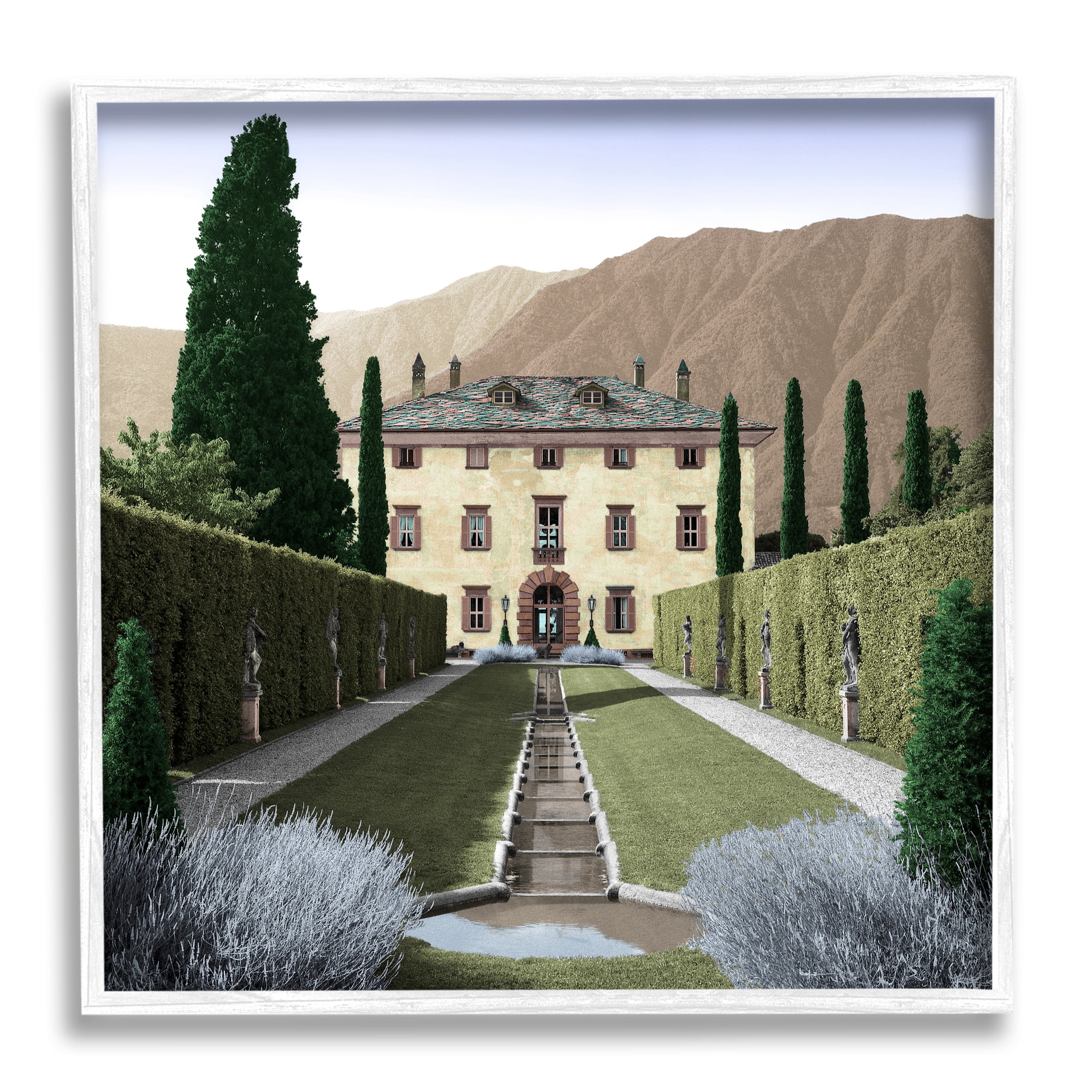 Stupell Indtries Classic European Villa Courtyard Cliffside Mansion Architecture,24 x 24,Design by Alan Blatein