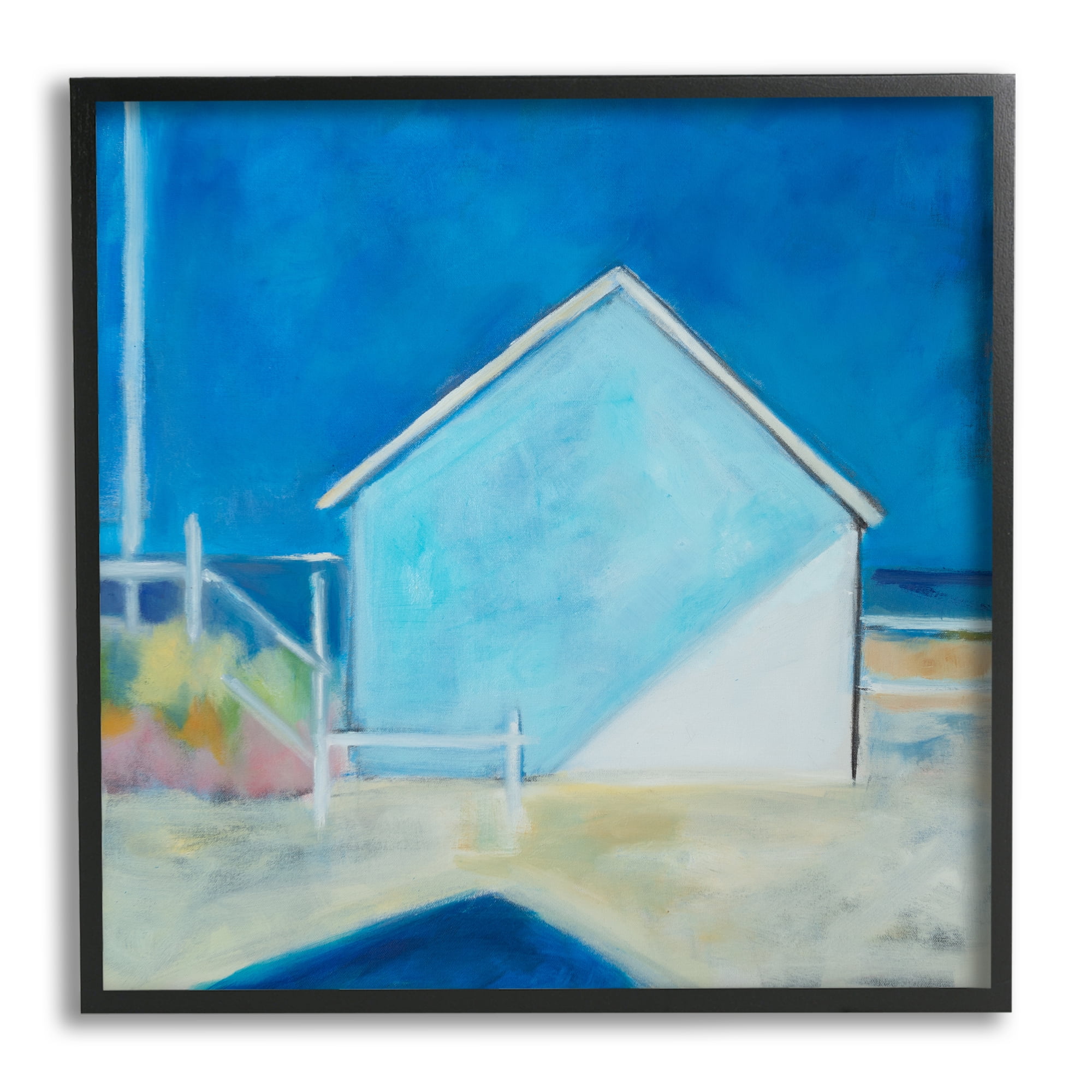 Stupell Indtries Contemporary Beach Hoe Landscape Soft Minimal Blue Waters,17 x 30,Design by Snne Marie