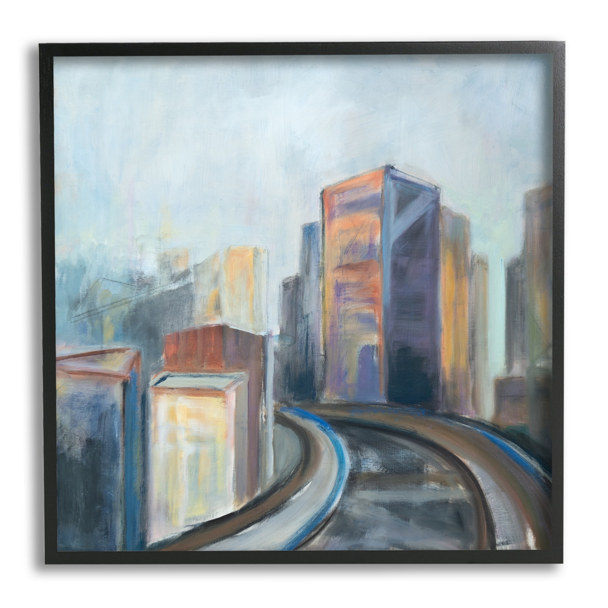 Stupell Indtries Contemporary Cityscape Painting Abstract Railway Though Urban Skyline,12 x 12,Design by Snne Marie