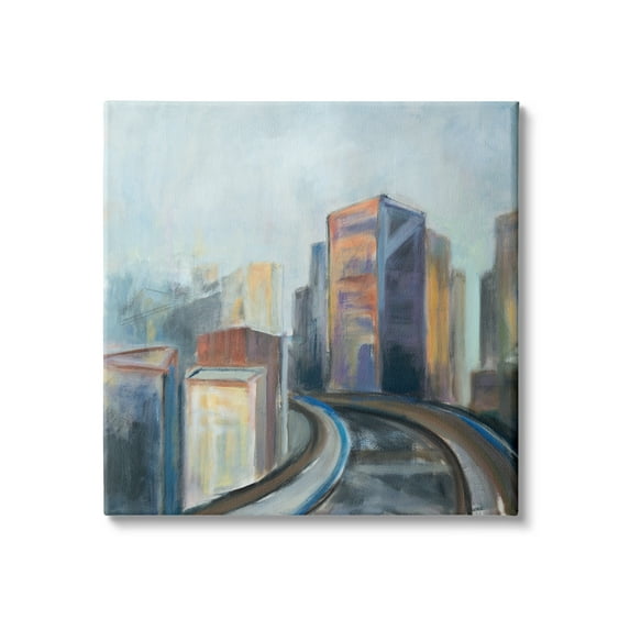 Stupell Indtries Contemporary Cityscape Painting Abstract Railway Though Urban Skyline,24 x 24,Design by Snne Marie