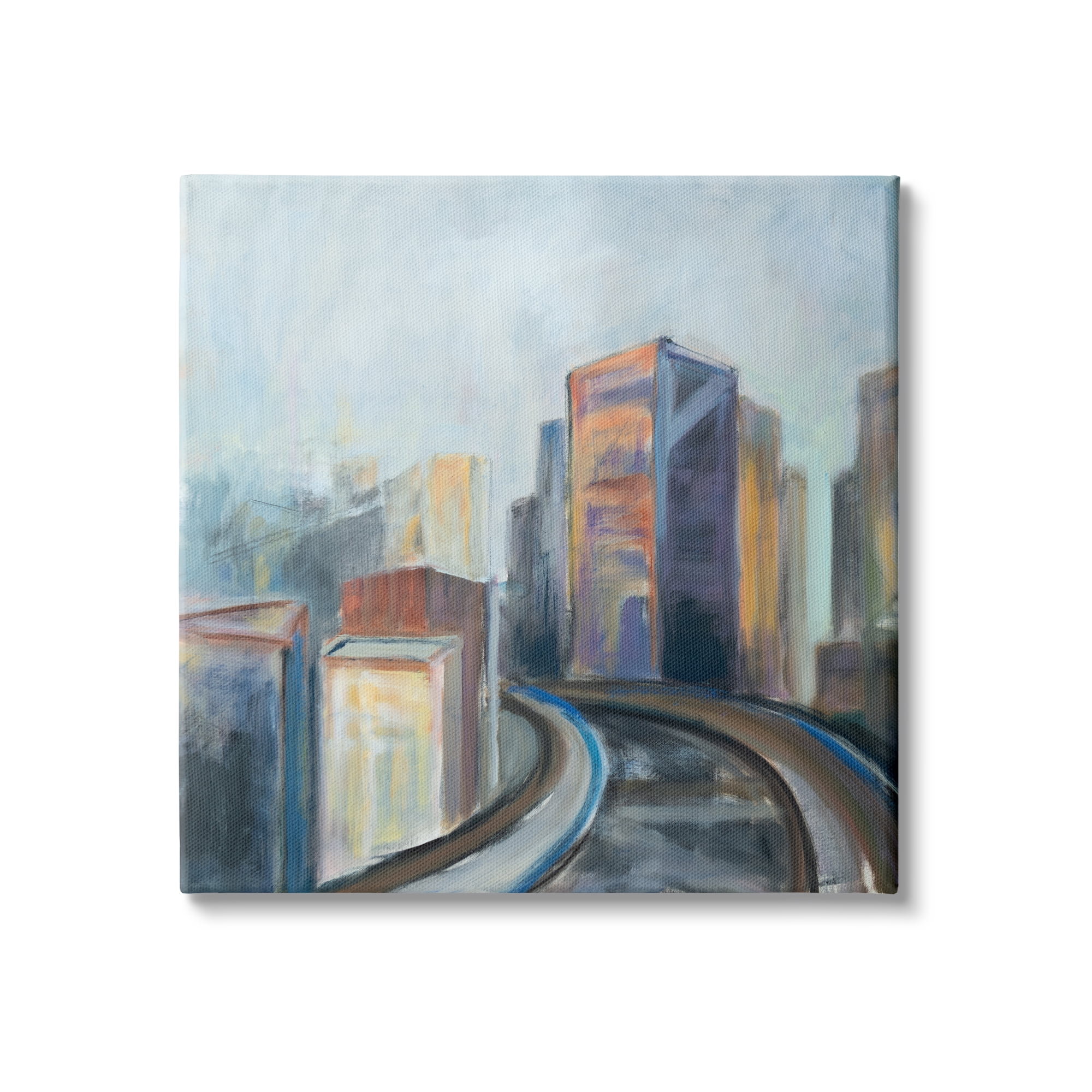 Stupell Indtries Contemporary Cityscape Painting Abstract Railway Though Urban Skyline,36 x 36,Design by Snne Marie