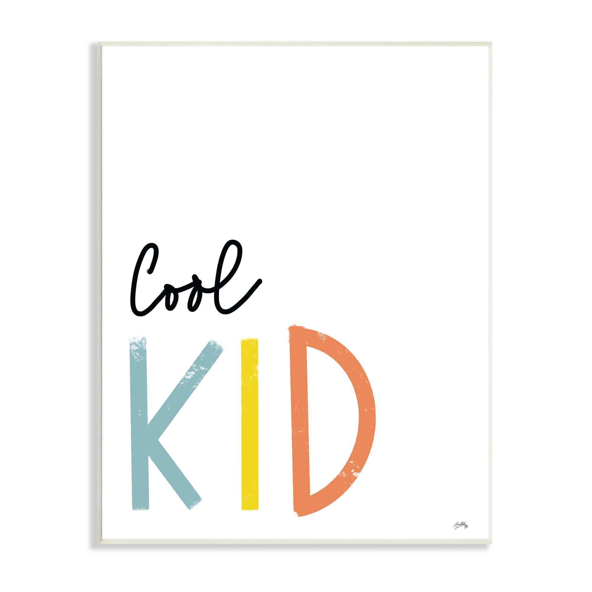 Stupell Indtries Cool Kid Text Minimal Red Yellow Blue Typography,10 x 15,Design by Elizabeth Medley