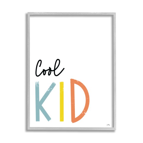 Stupell Indtries Cool Kid Text Minimal Red Yellow Blue Typography,24 x 30,Design by Elizabeth Medley