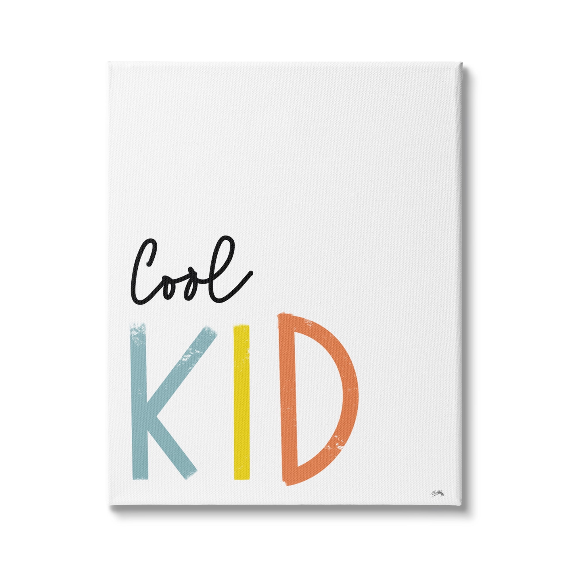 Stupell Indtries Cool Kid Text Minimal Red Yellow Blue Typography,36 x 48,Design by Elizabeth Medley